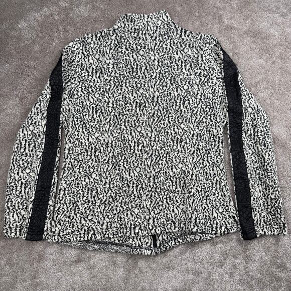 Erin London Jacket Size S Black Cream Zip Up Texture Blazer Animal Corp Business - Picture 3 of 4